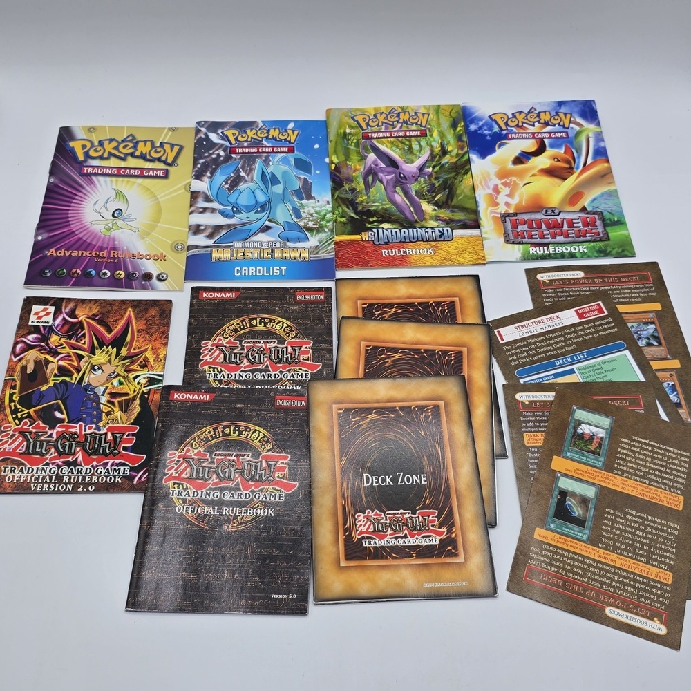 Lot Of‎ Pokémon And Yu-gi-oh RuleBooks Card Lists Deck Zones